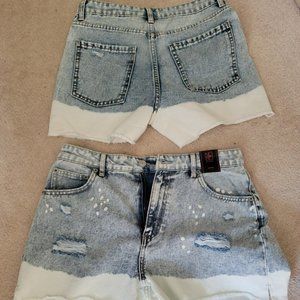 No Boundaries Juniors High Rise Denim Shorts - Bleach Dipped
